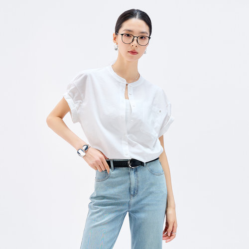 娅丽达2026夏季新款短袖衬衫女薄款宽松通勤气质女士衬衣