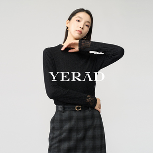 娅丽达2026秋冬新款温柔风镂空显瘦针织衫女士打底衫时尚内搭