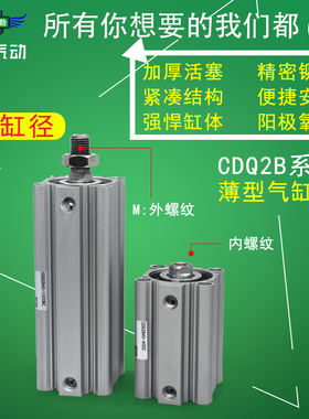 翊云薄型气缸CQ2B40/CDQ2B40-35/40/45/50/75/100DM/DCM/DMZ/DCMZ
