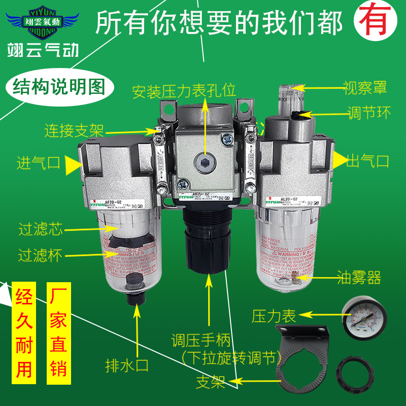 翊云空气组合气源AC20/AC30/AC40-01/02/03/04/C/E/CE AC10-M5G
