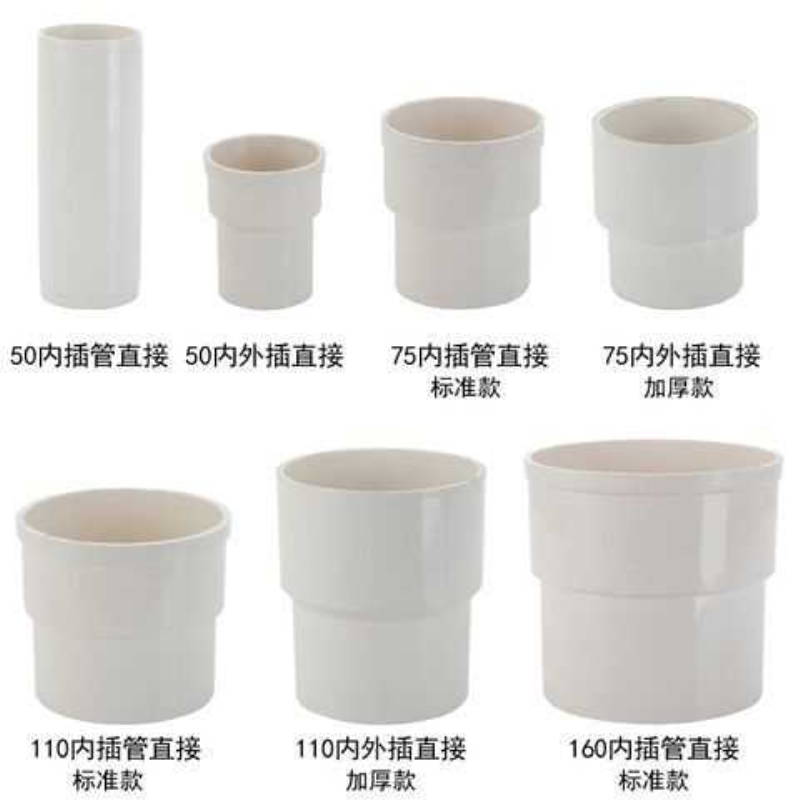PVC排下水管507516110缩口雨水内承插大小延长内外插直接头配件