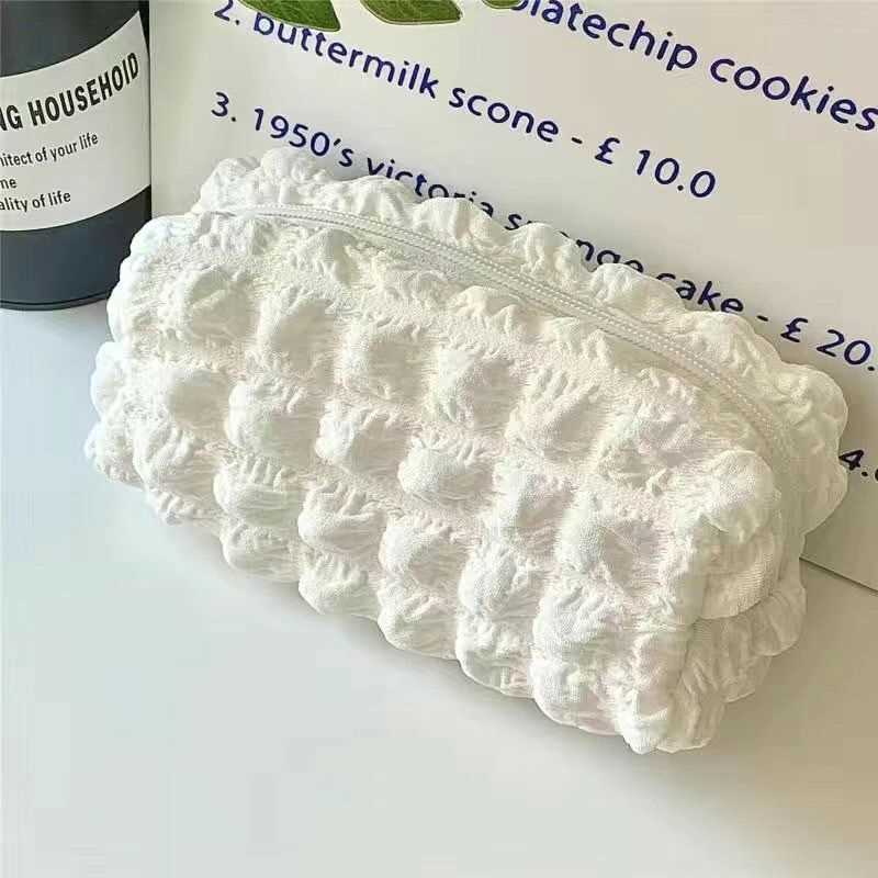 同款奶油泡芙笔袋ins小众不撞款简约清新学生文具袋收纳袋