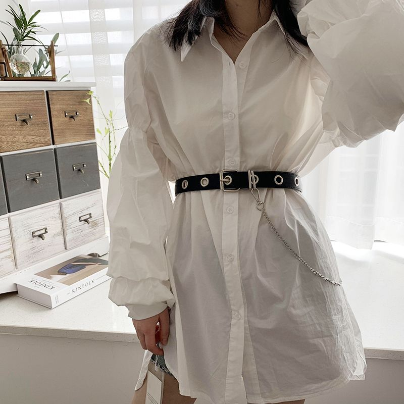 皮带男女通用免打孔全孔嘻哈链条