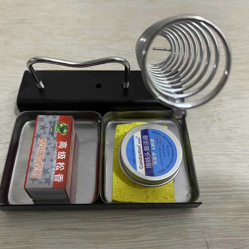全金属电烙铁支架耐高温松香海绵C5双格烙铁专用多功能锡线贴支架