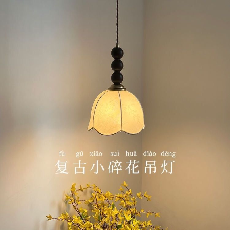 卧室床头灯小吊灯美式复古中古奶油餐厅餐桌吧台吊线灯