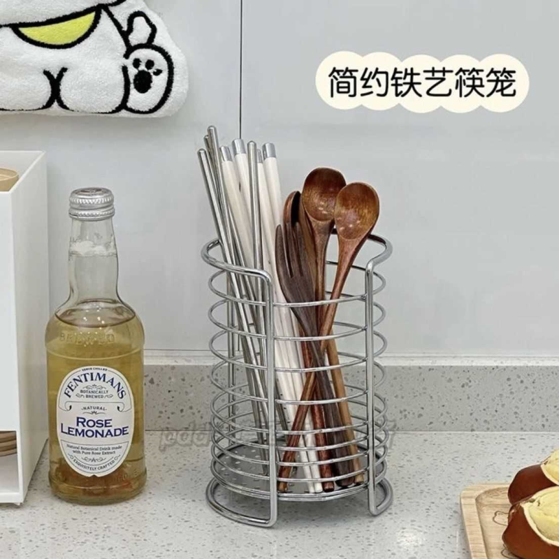 铁艺筷笼家用厨房沥水架刀叉筷子收纳架免打孔桌上筷子笼防霉透气