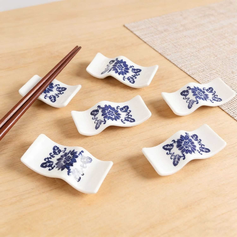陶瓷筷子架家用中式简约纯白厨房创意筷枕筷子托餐厅摆台汤勺架