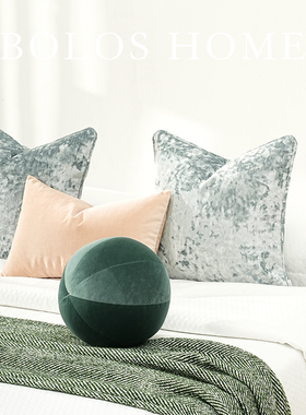 柏洛斯Early morning『苍葭』轻奢高级感绿色床上腰枕背靠垫高端