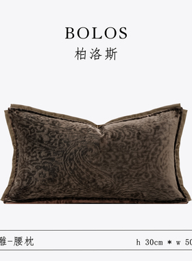 柏洛斯Classical〖花雕〗进口轻奢中古棕咖色沙发腰靠抱枕样板间