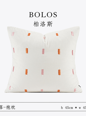 柏洛斯Little Fresh〖星落〗极简风高端白色绣花纹抱枕设计师款
