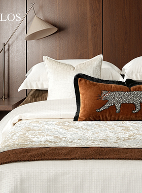 柏洛斯Kunst琉璃轻奢北欧风珠光白卧室床头腰靠垫样板间靠背软包