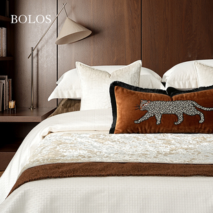 柏洛斯Kunst琉璃轻奢北欧风珠光白卧室床头腰靠垫样板间靠背软包