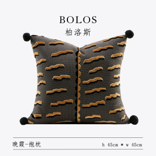 柏洛斯Cloud〖晚霞〗高端灰咖绣花纹沙发抱枕靠垫儿童房床上装 饰