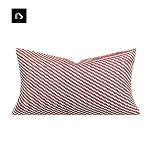 柏洛斯轻奢简约皮革抱枕样板间红色条纹沙发靠垫枕套床头腰枕套