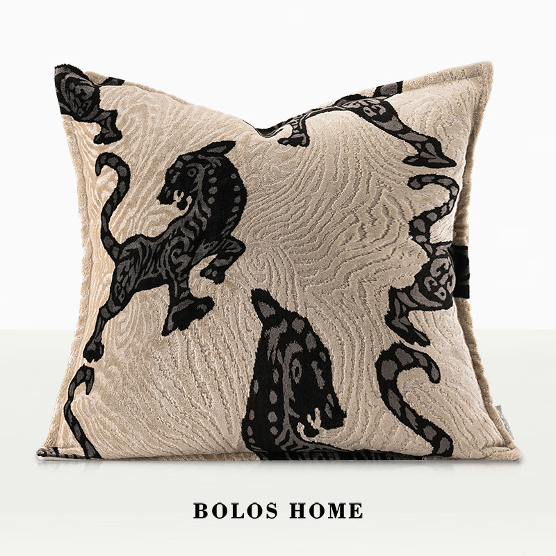 柏洛斯tiger tally艺术中国风虎符印花高端酒店样板间抱枕靠枕套