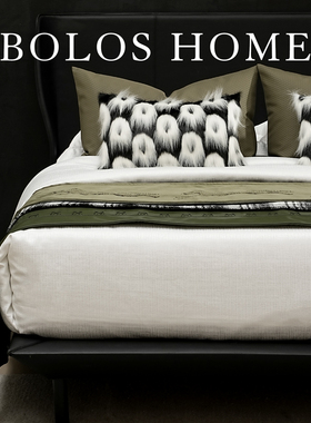 柏洛斯Colorful『靛青』高端轻奢绿色系床用腰枕高级感样板间卧室