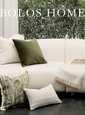 柏洛斯Forest『绮夏』简约轻奢绿色系沙发抱枕高级感样板房装饰