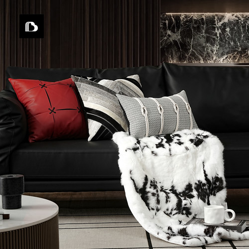 柏洛斯美容院沙发抱枕几何拼色