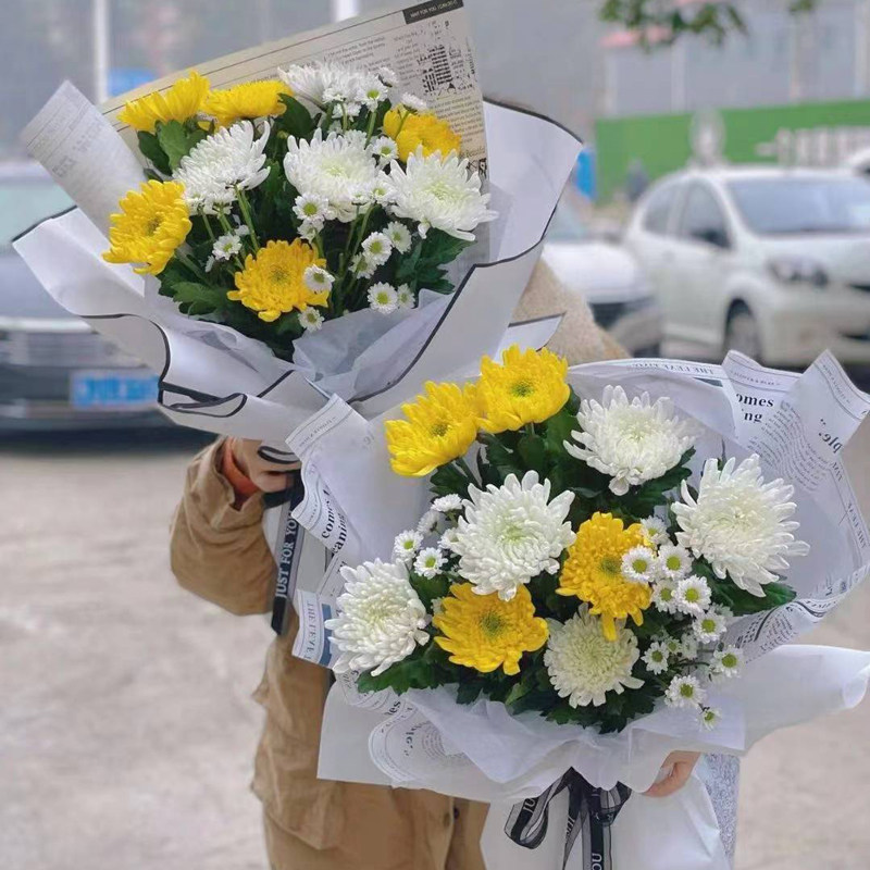 清明节祭拜祭祀祖先扫墓上坟白黄菊花花束花圈北京同城鲜速递