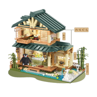 潘洛斯熊本熊侦探社街景灯光积木玩具拼装摆件模型益智男女孩礼物