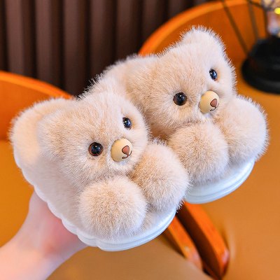 儿童棉拖鞋秋冬男童女童卡通防滑室内居家宝宝男孩毛拖鞋包跟冬季