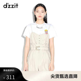 dzzit地素 女3D3P1021N 休闲简约抹胸连体短裤 奥莱春款