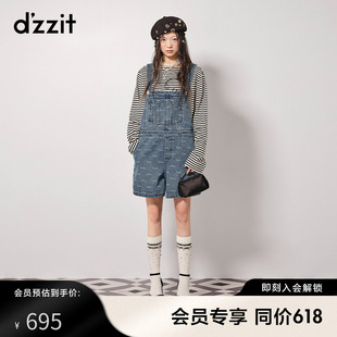 芭比系列新品 甜酷少女短裤 23秋专柜新款 dzzit地素奥莱牛仔背带裤