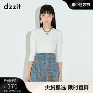 短款 打底衫 白色修身 dzzit地素奥莱春款 毛衣女3D1E4271B