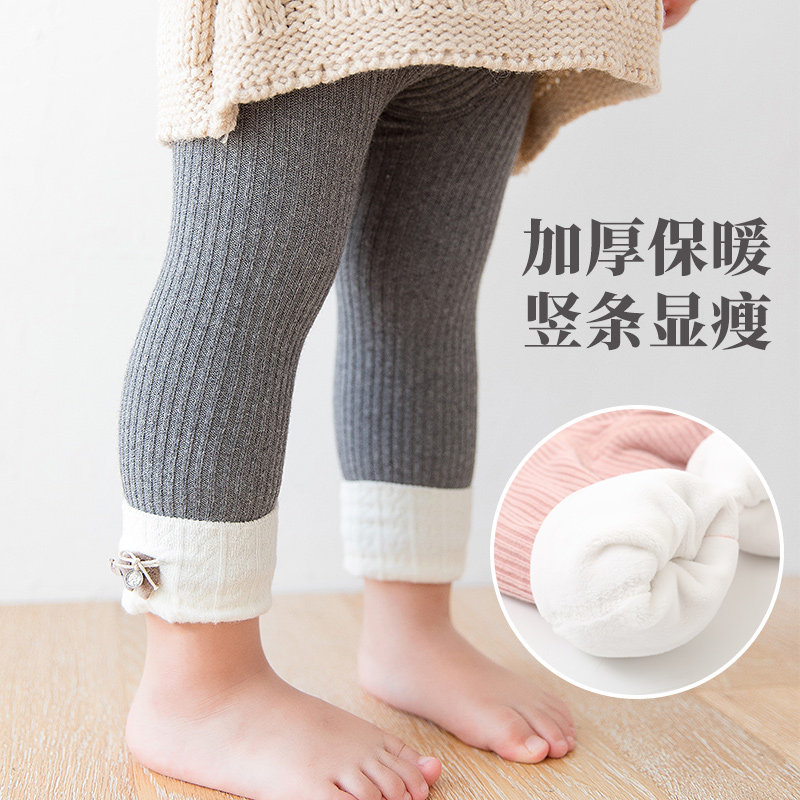 宝宝秋冬款加绒加厚打底裤婴儿外穿保暖大PP连体袜儿童女童连裤袜