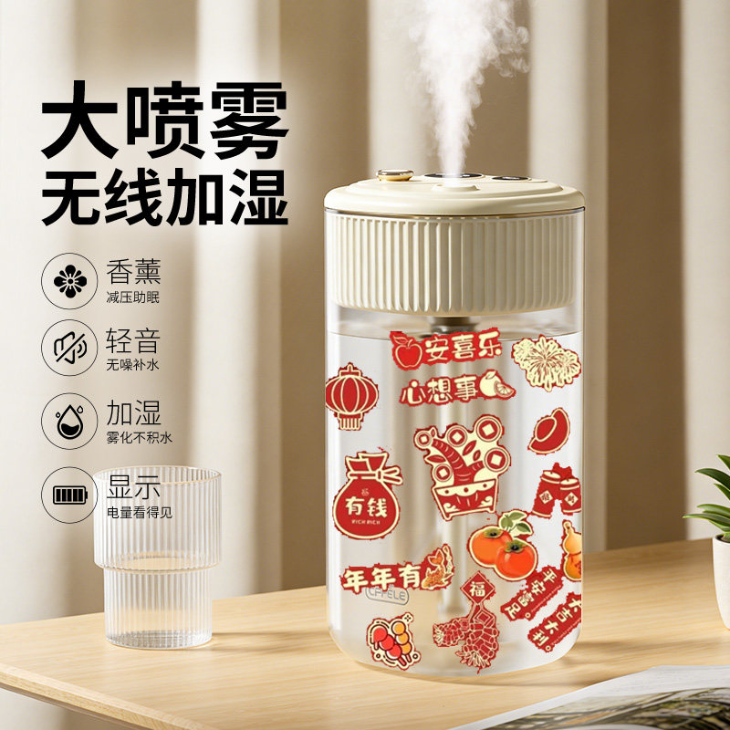 车载加湿器小型便携式办公室桌面学生宿舍家用静音卧室usb迷你无线充电款工位喷雾空气香薰女生礼物新年旅行