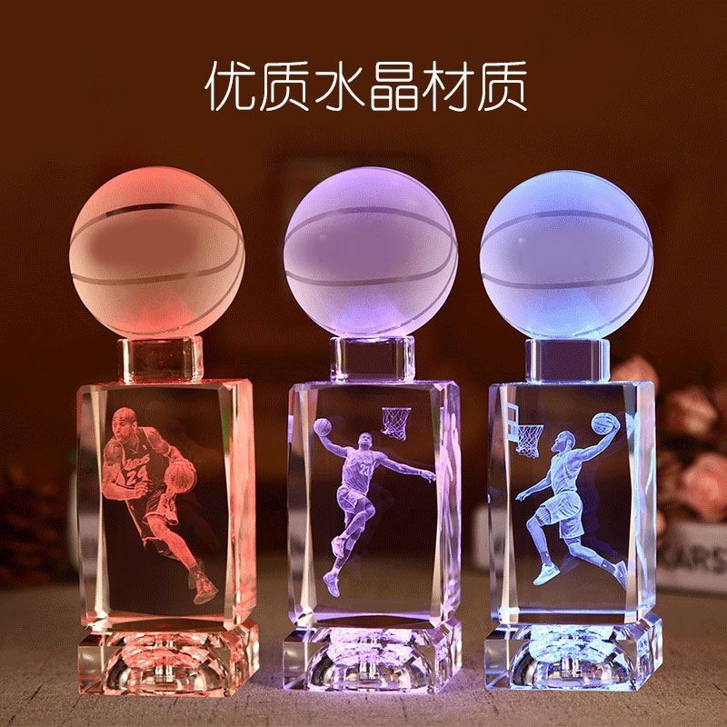 发光科比手办纪念品生日礼物送男生水晶篮球给男朋友兄弟毕业礼物