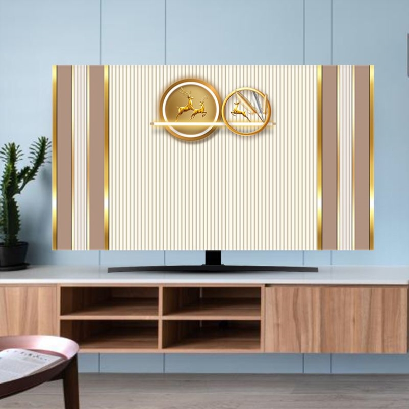 北欧风家用电视防尘罩布艺电视罩58寸65寸70寸挂式曲屏遮挡罩套布