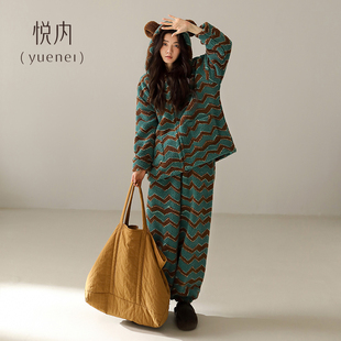 悦内睡衣女款冬季秋冬法兰绒加厚珊瑚绒毛绒家居服保暖冬装可外穿