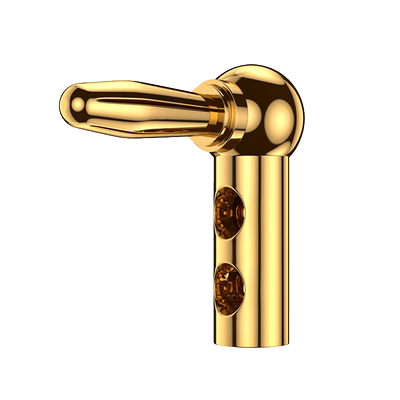 90度转角音响功放香蕉头纯铜镀金