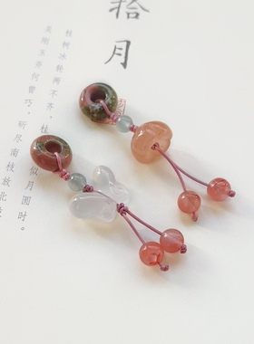 雨花石隔珠吊坠天然玉髓雕刻件diy手链小提溜 饰品配件小挂坠南红