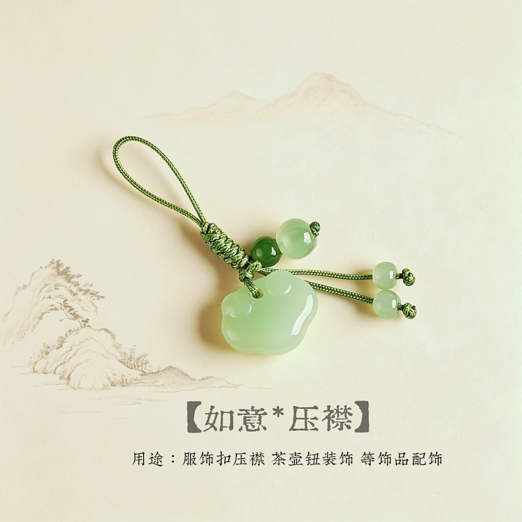 天然玉石提溜新中式旗袍扣压襟壶钮配饰如意u盘门禁卡吊坠可抽拉