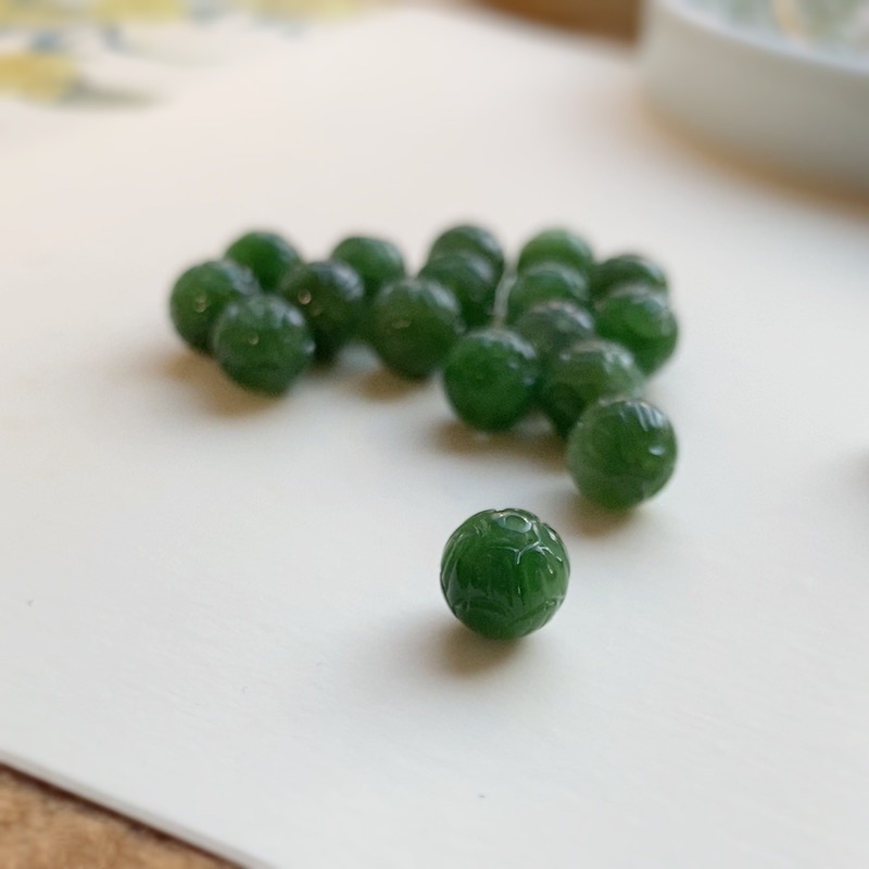 天然碧玉和田玉莲花珠散珠手作diy手链手串项链配饰隔珠单珠材料