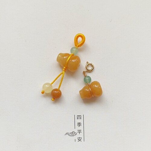 促销天然黄龙玉葫芦吊坠 手编绳小提溜diy饰品手链手串项链小挂坠