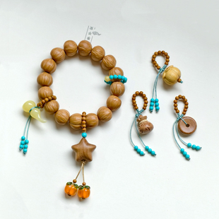 手工编织桃木小提溜diy屁桃手串菩提配件文玩串珠跑环隔珠配饰马