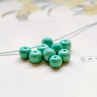 天然绿松高瓷老型珠桶珠diy手串配件手链隔珠文玩配饰散珠菱镁矿