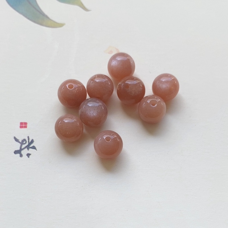 天然太阳石散珠6A级橙月光颜色星光柔美diy手链手串隔珠饰品配珠