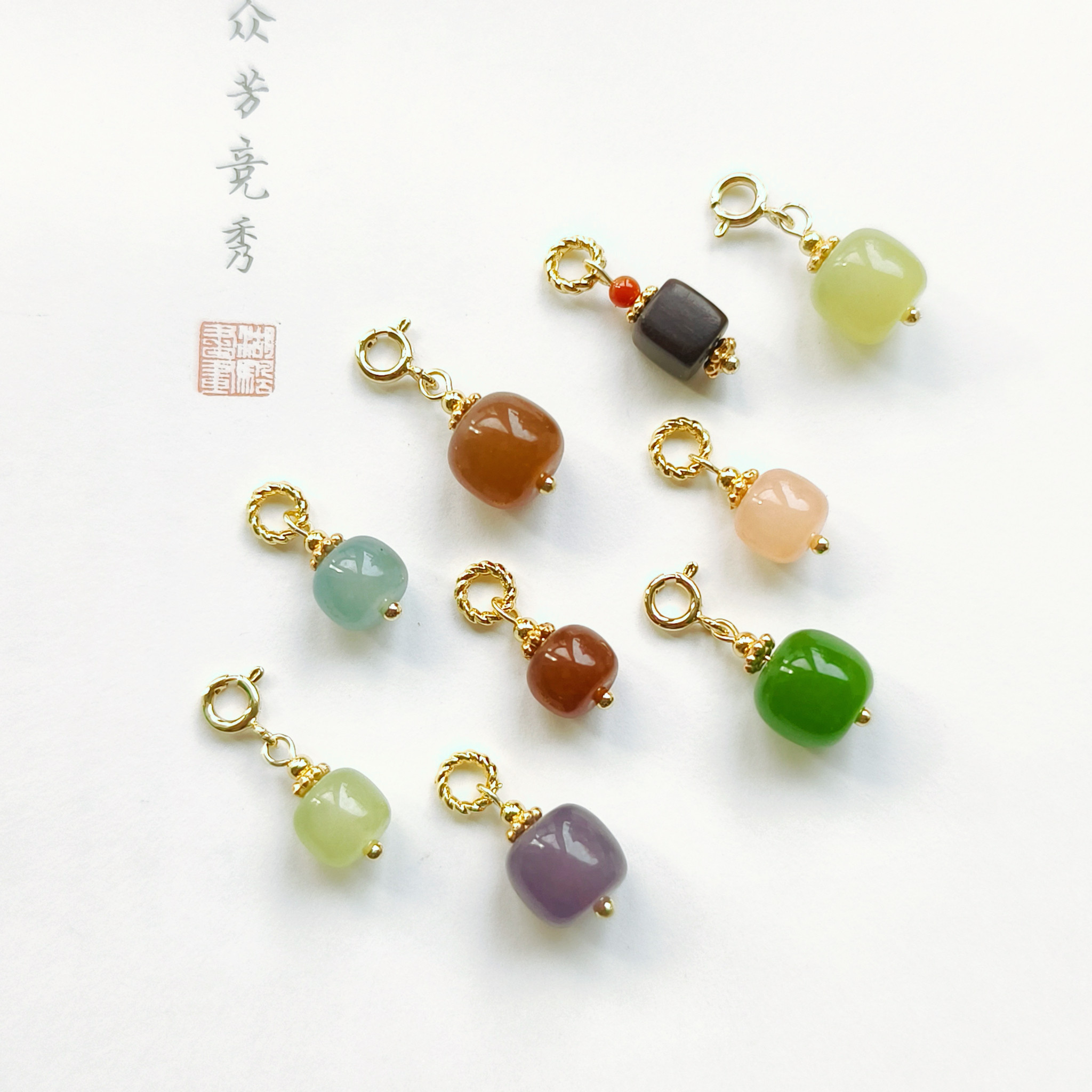 天然沉香玉石老型和田玉吊坠diy手串手链项链耳坠小提溜 饰品新款