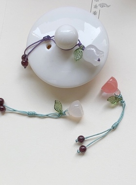 玛瑙莲蓬茶壶吊坠紫砂壶小提溜西施壶手工吊饰挂坠盖子挂件叶子款