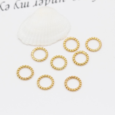 精品配件14K真金小麻花圈挂件 diy材料韩版高档手链项链耳环配件