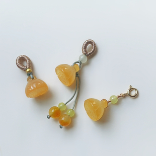 金丝黄玉莲蓬小提溜12mm手链吊坠手串挂饰项链配件diy编绳款手作