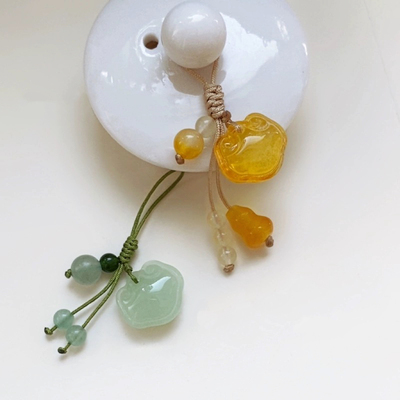 如意吊坠手编绳挂坠上下可调节绑绳服饰压襟壶钮装饰提溜玉石配珠