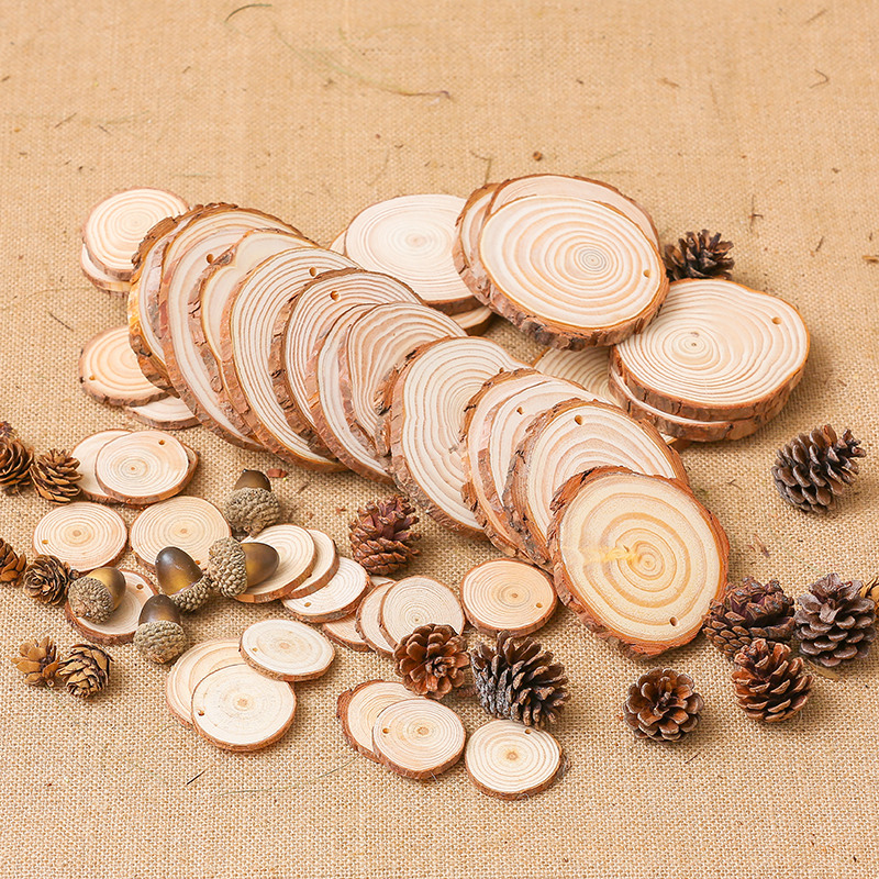 年轮木片手工原木木桩底座造景diy幼儿园环创装饰薄松木实木摆件