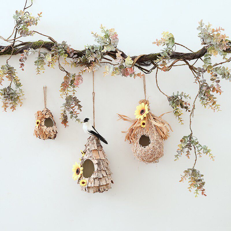 鸟窝手工环保森系挂饰麻绳植物角环创材料墙面田园风装饰环境创意