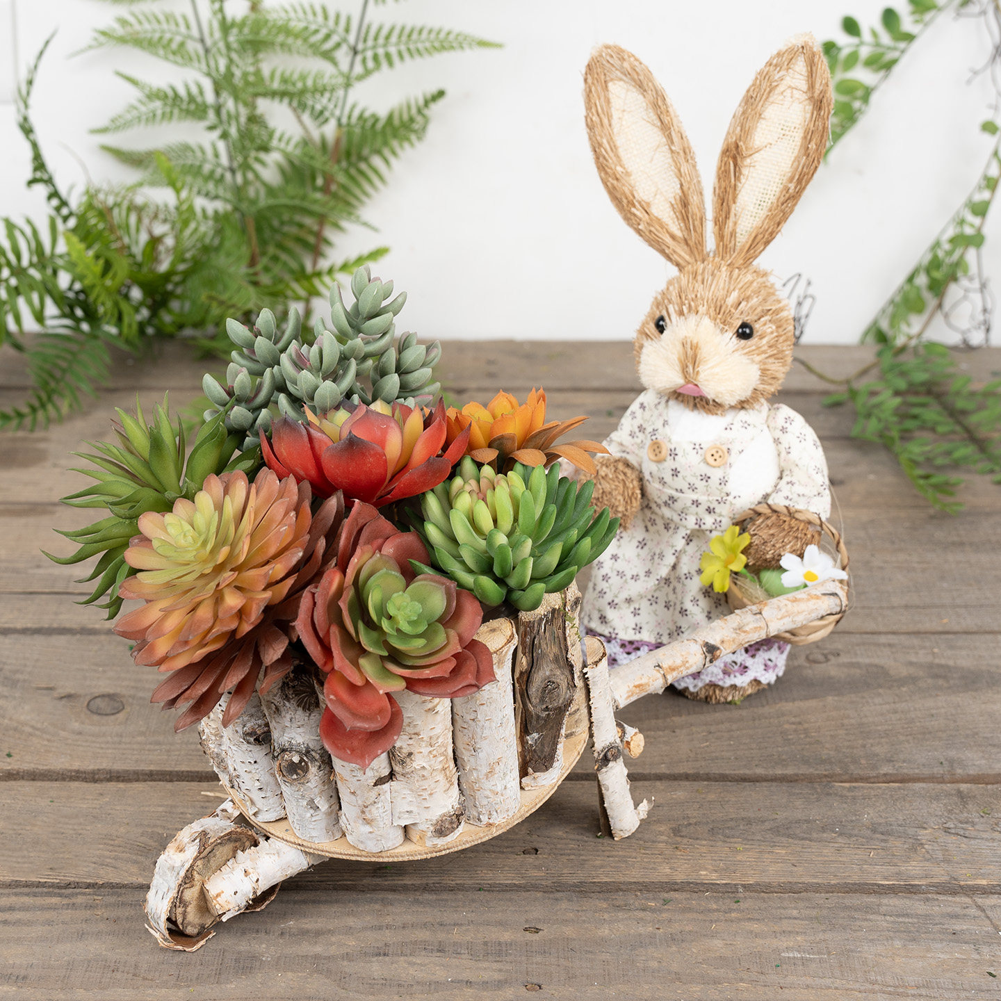 田园风木制花盆花器仿真多肉植物组合庭院花园种花氛围感装饰品