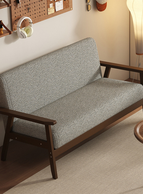 小户型双人布艺中古沙发客厅民宿不占地方的卧室小型棉麻两人位